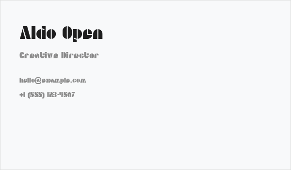 Aldo Open Business Card