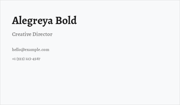 Alegreya Bold Business Card