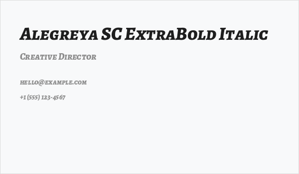Alegreya SC ExtraBold Italic Business Card