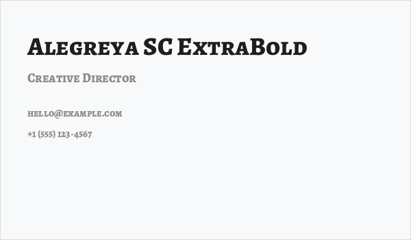 Alegreya SC ExtraBold Business Card
