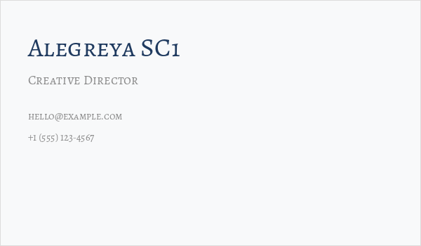 Alegreya SC1 Business Card