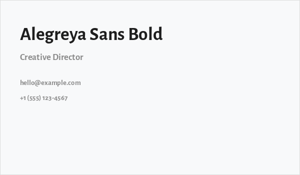 Alegreya Sans Bold Business Card