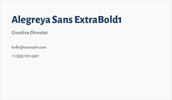 Alegreya Sans ExtraBold1 Business Card