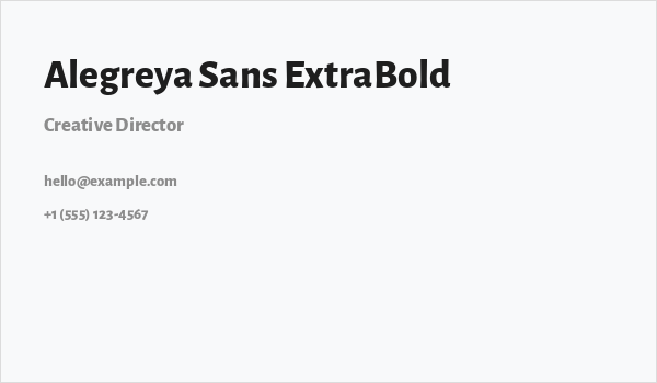 Alegreya Sans ExtraBold Business Card