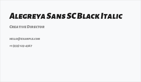 Alegreya Sans SC Black Italic Business Card
