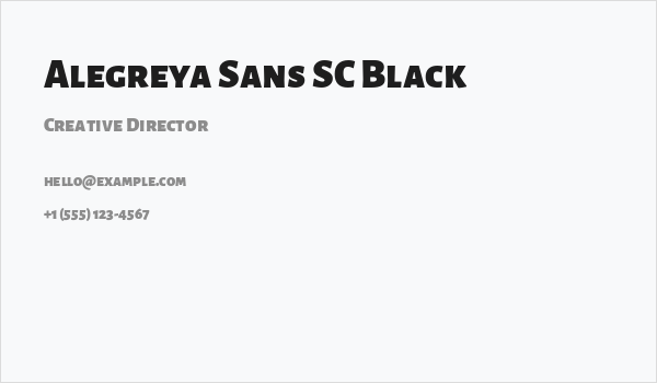 Alegreya Sans SC Black Business Card