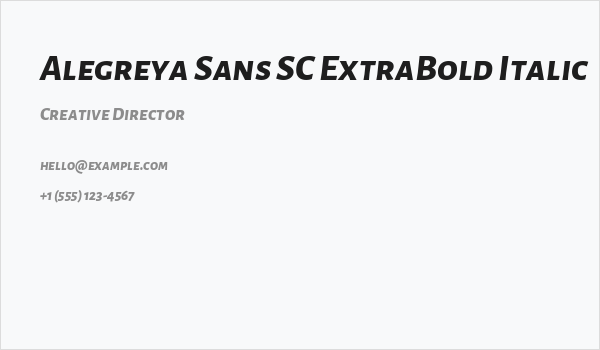Alegreya Sans SC ExtraBold Italic Business Card