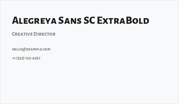 Alegreya Sans SC ExtraBold Business Card