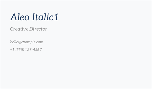 Aleo Italic1 Business Card