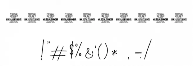 Alexander Lettering PERSONAL Regular Font OTHER CHARS