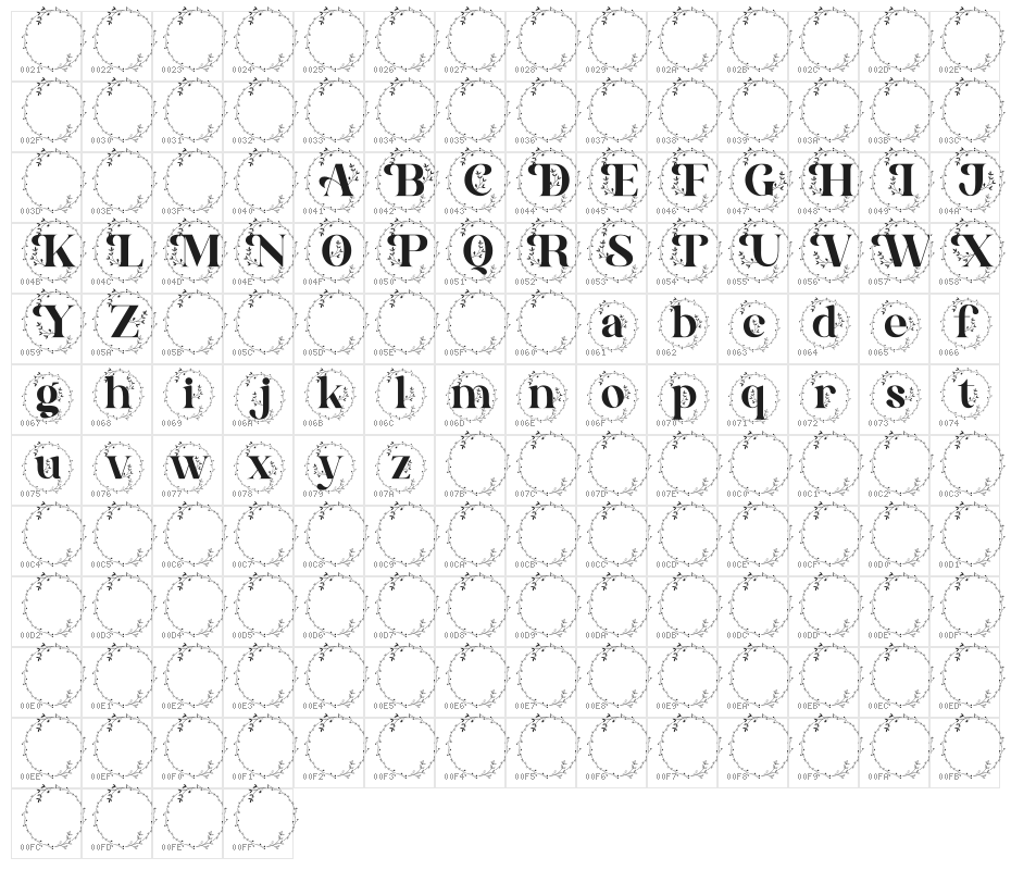 Alexandria Monogram Character Map