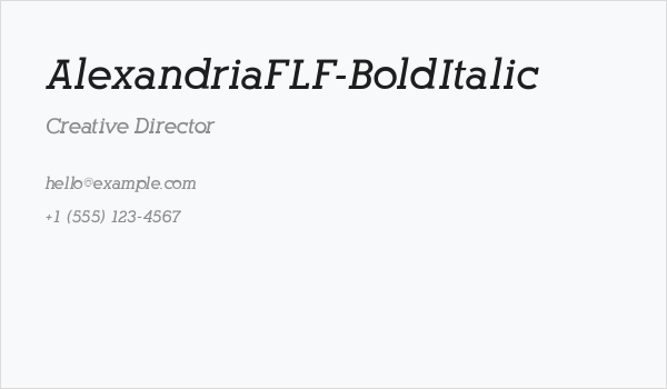 AlexandriaFLF-BoldItalic Business Card