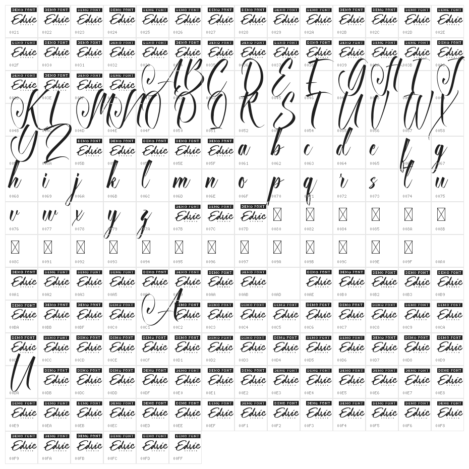Alexandrines Demo Character Map