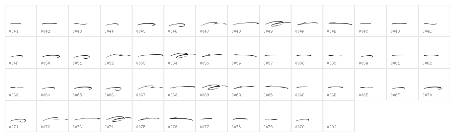 Alexandry Swash Character Map