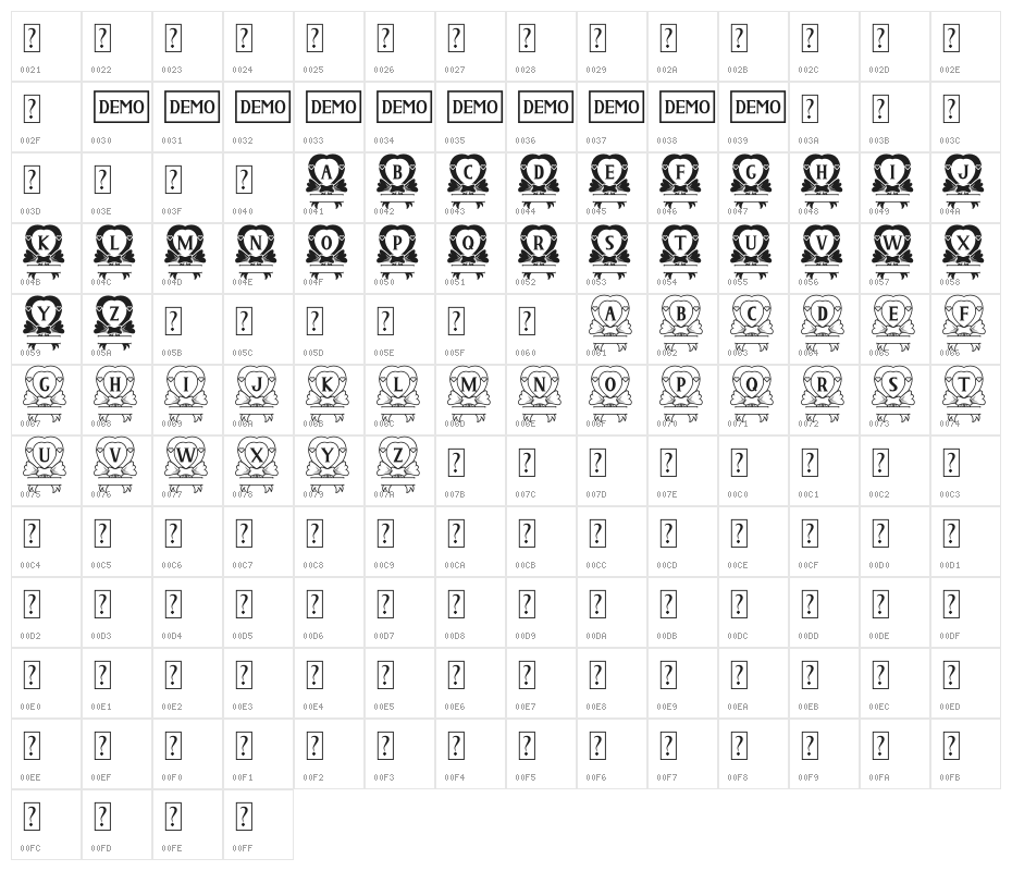 Alexatie Character Map