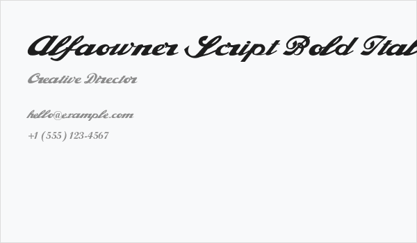 Alfaowner Script Bold Italic Business Card