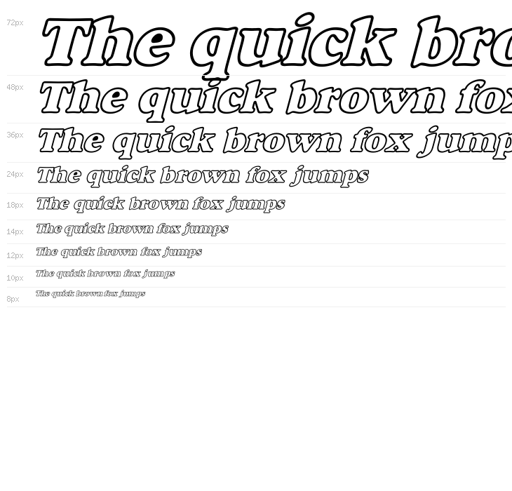 Alfredo Heavy Hollow Wide Bold Italic Waterfall