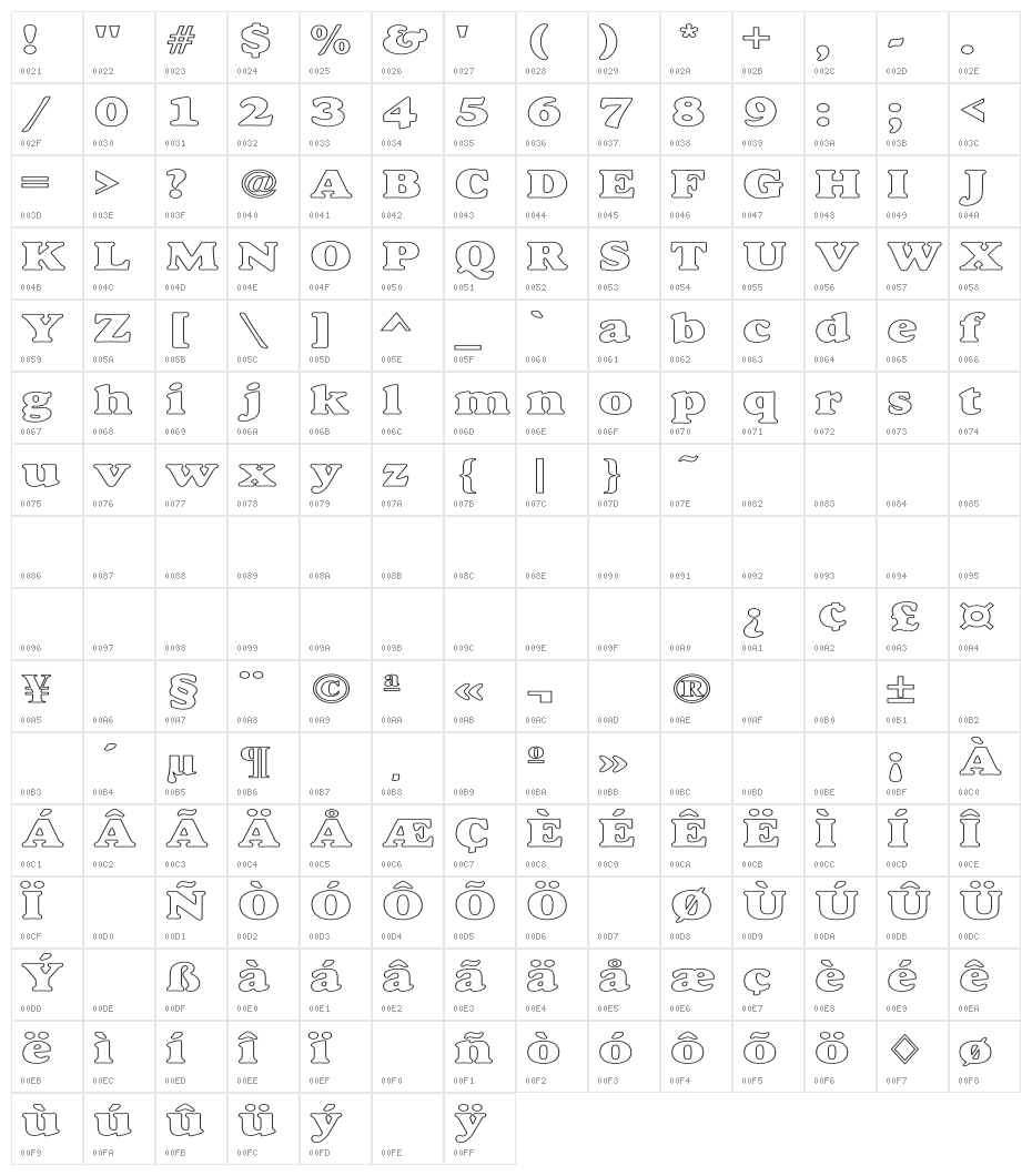 Alfredo Heavy Hollow Wide Character Map