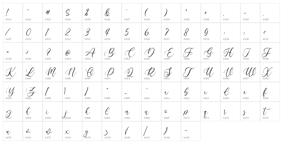 Algeline Regular Character Map