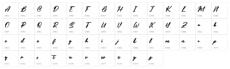 Algrowth Free Font Regular Character Map