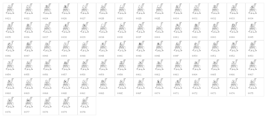 Ali-Cat Character Map