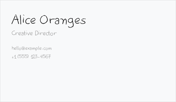 Alice Oranges Business Card