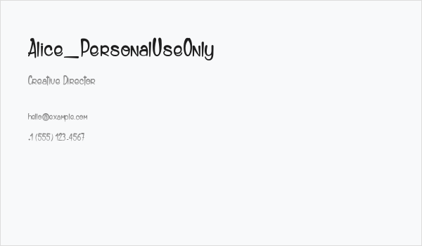 Alice_PersonalUseOnly Business Card