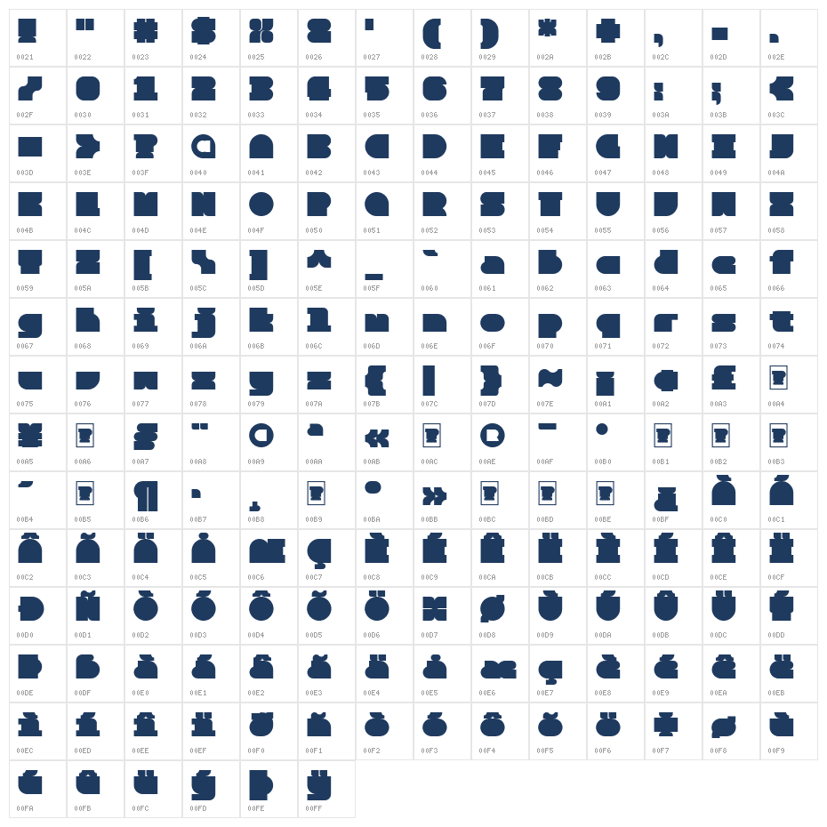 Alien Block Regular Character Map