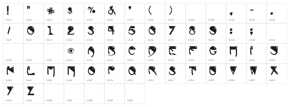 Alien Bold Character Map
