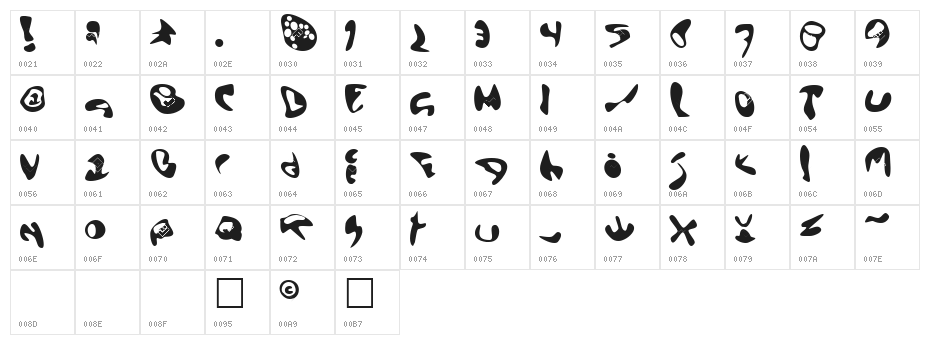 Alien Conquest Bold Character Map