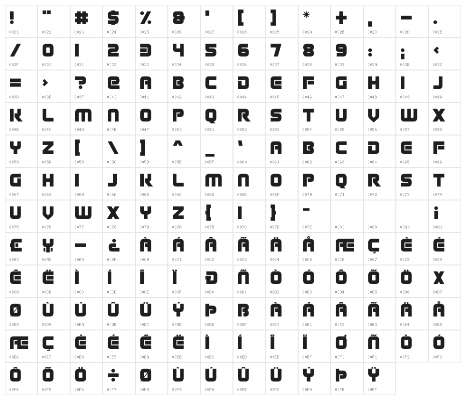 Alien Eclipse Character Map