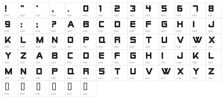 Alien Encounters Solid Bold Character Map