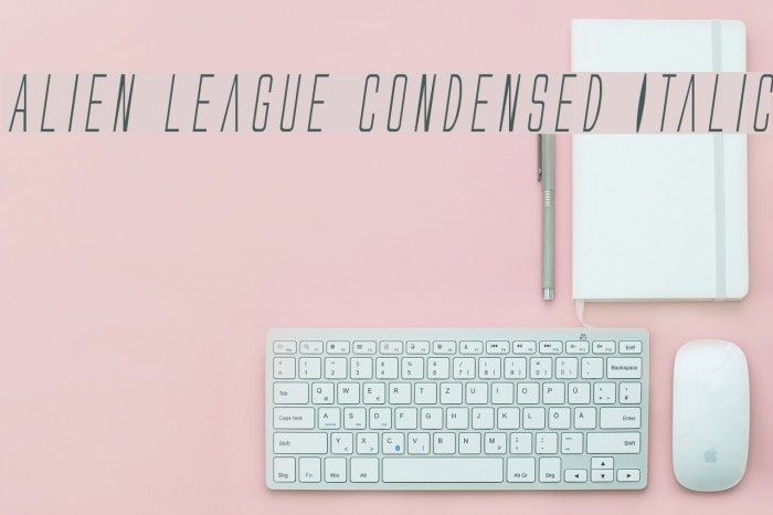 Alien League Condensed Italic Fonte examples