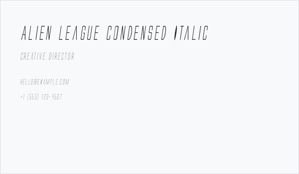 Alien League Condensed Italic Business Card