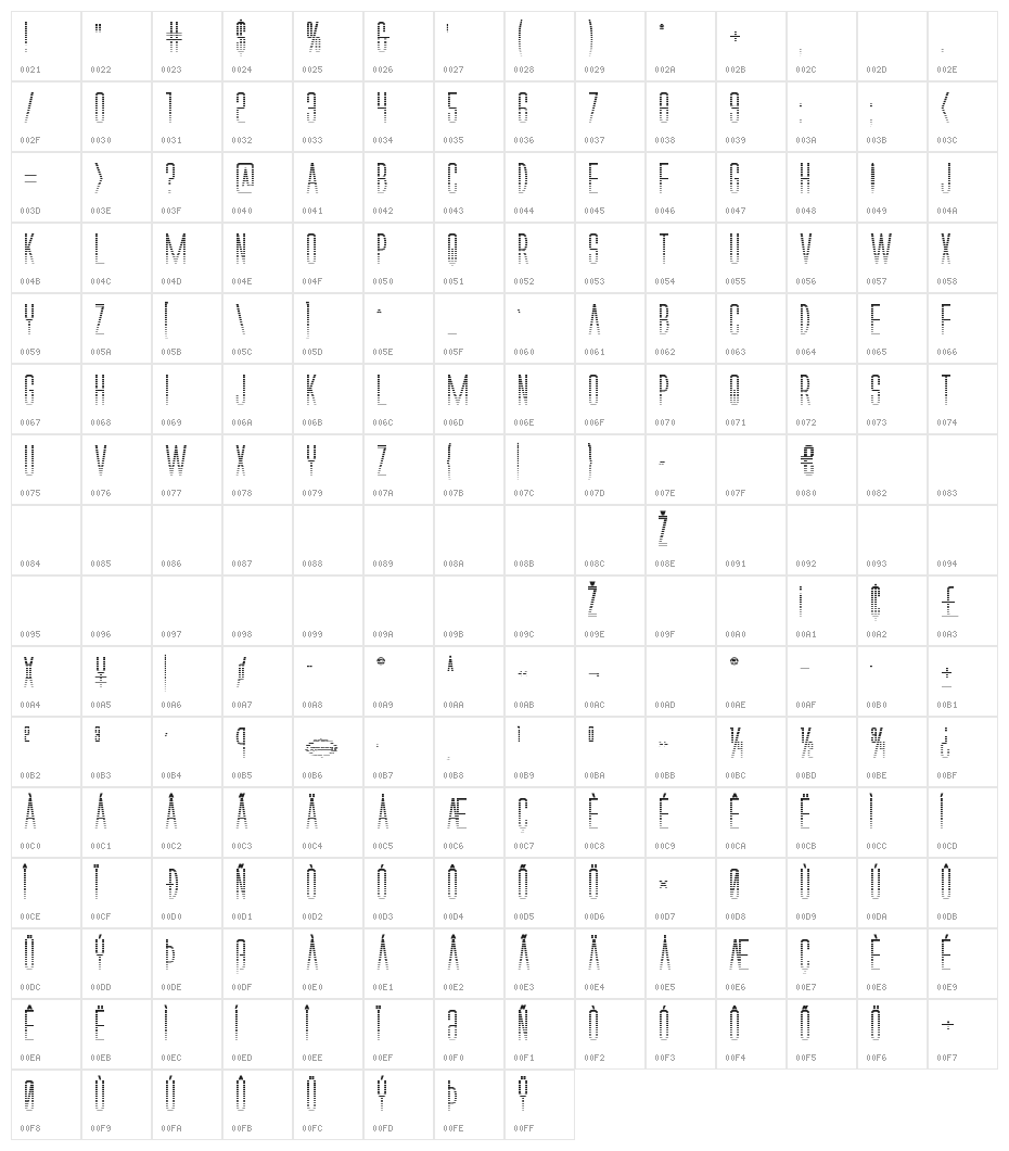 Alien League Gradient Bold Character Map