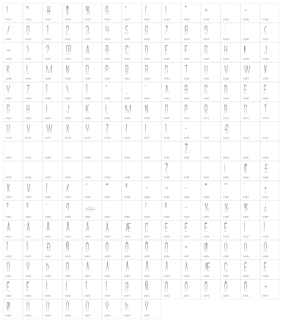 Alien League Gradient Character Map