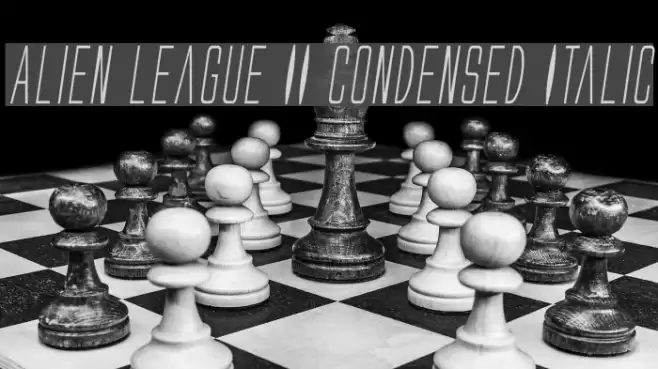 Alien League II Condensed Italic Font examples
