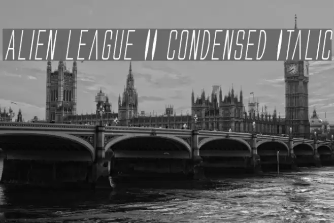 Alien League II Condensed Italic Font examples