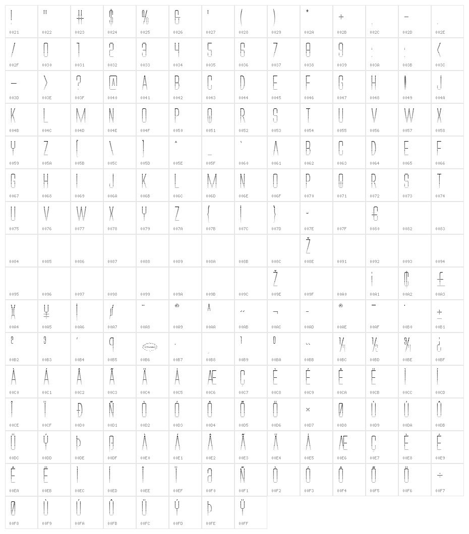 Alien League II Gradient Character Map