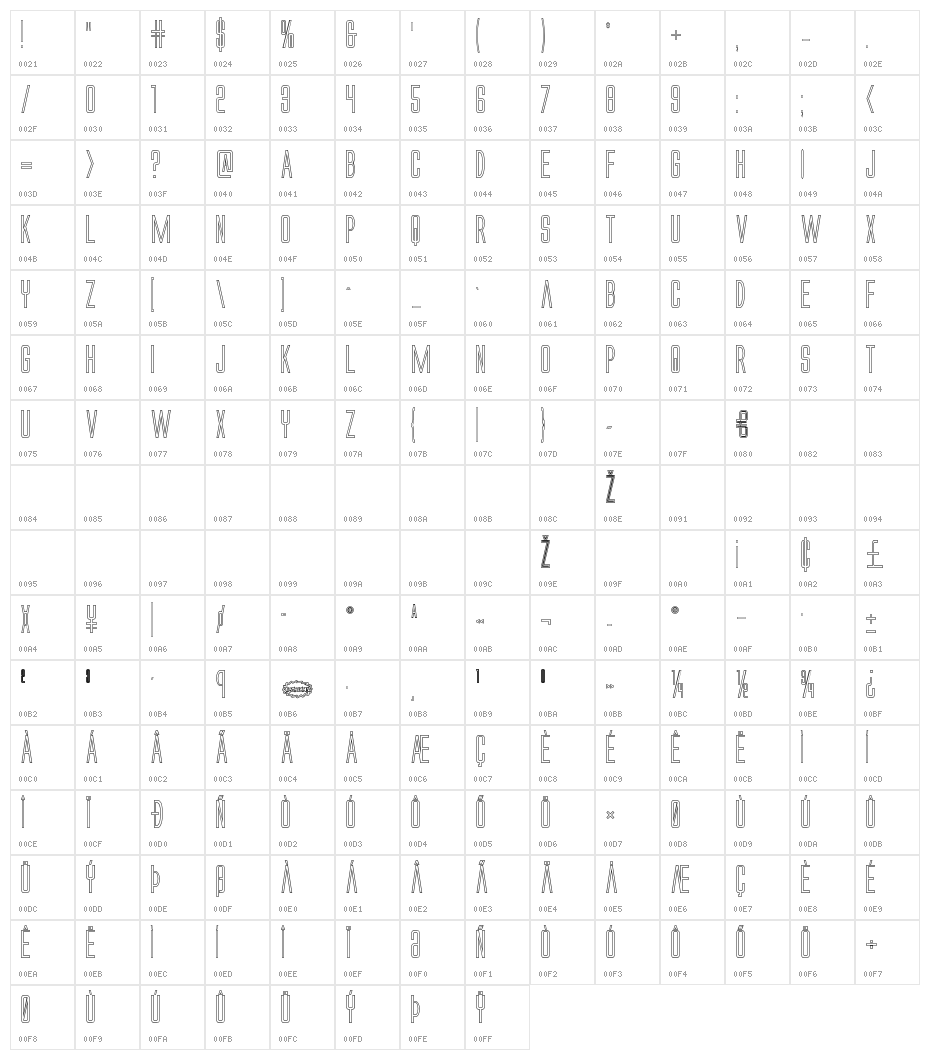 Alien League II Outline Character Map