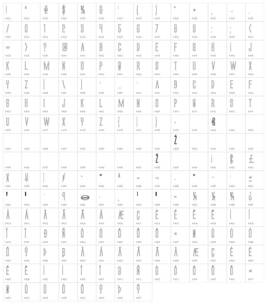 Alien League Outline Character Map