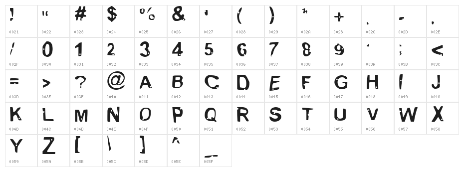 Alien MarksmanRegular Character Map
