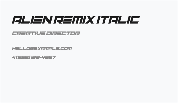 Alien Remix Italic Business Card