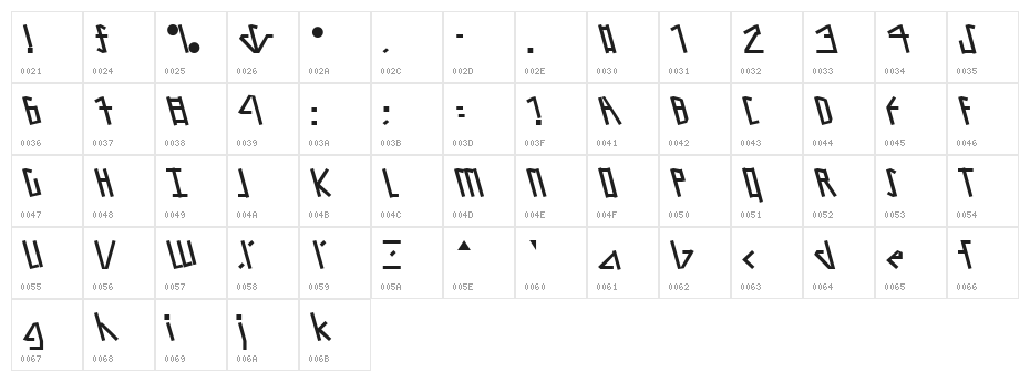 Alien Tongue Normal Character Map