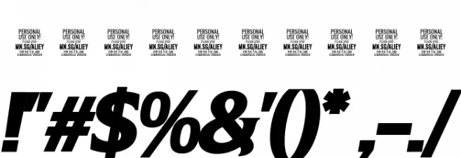 Aliey PERSONAL USE ONLY Bold Italic Font OTHER CHARS