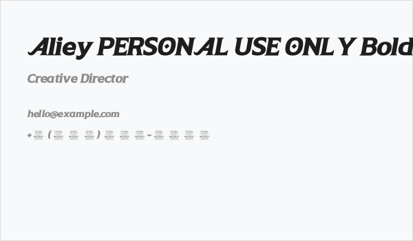 Aliey PERSONAL USE ONLY Bold Italic Business Card