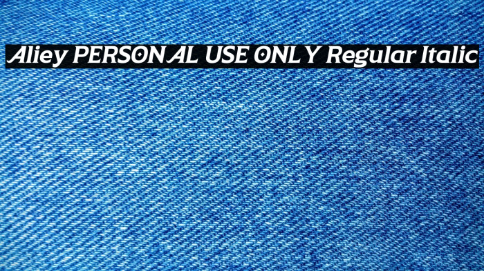 Aliey PERSONAL USE ONLY Regular Italic Example 1