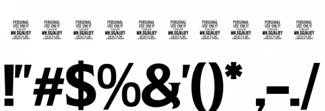 Aliey PERSONAL USE ONLY Regular Font OTHER CHARS