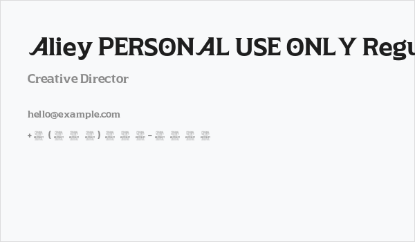 Aliey PERSONAL USE ONLY Regular Business Card