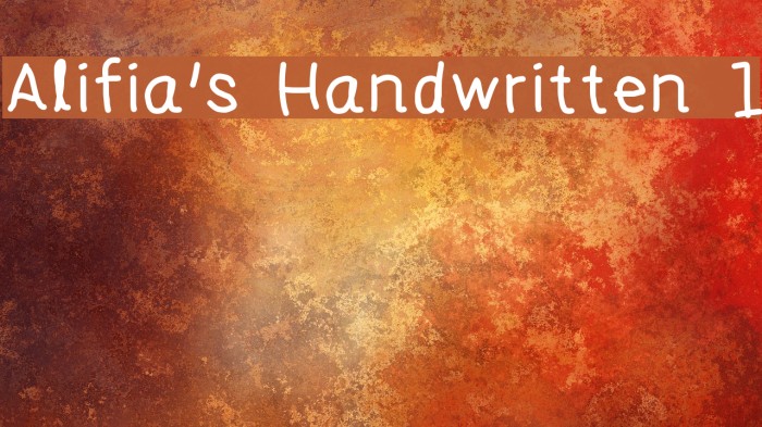 Alifia's Handwritten 1 Font examples